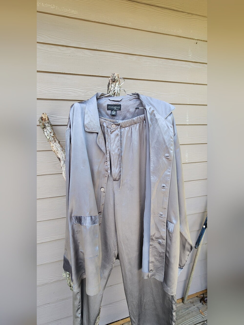 Intimo 100% Silk Silver Pajama Xl - Picture 5 of 13